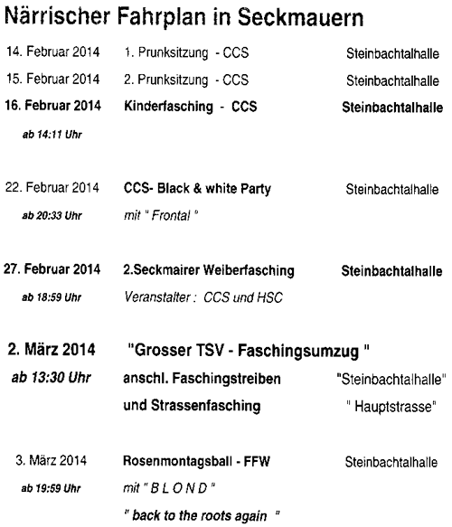 fasching2014 veranstaltungen